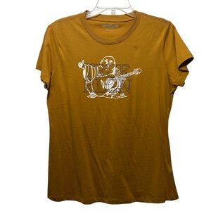 True Religion Women's Crystal Buddha Slim fit crew Graphic Tee Size M